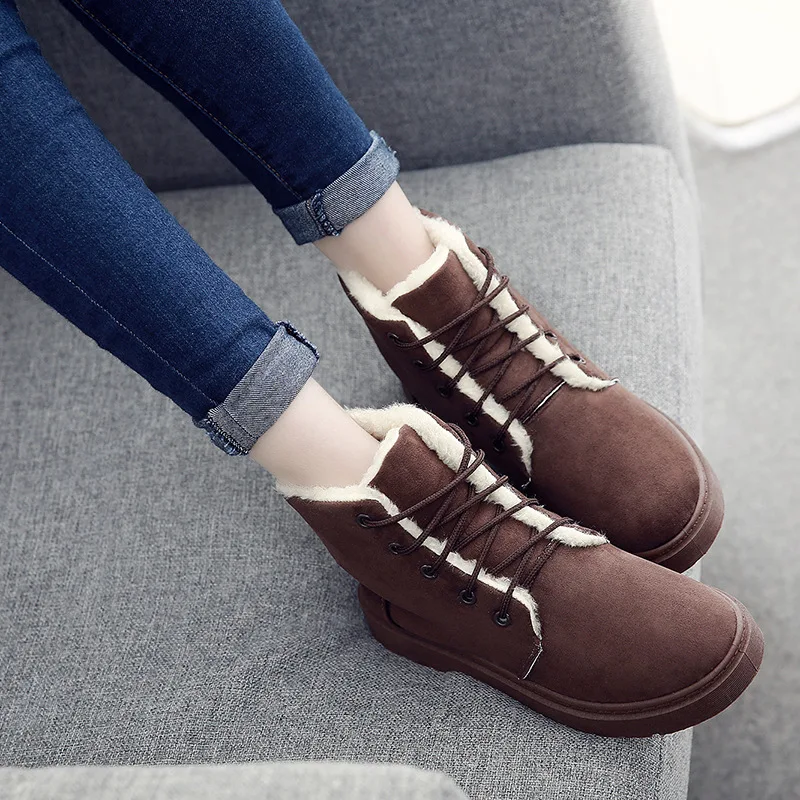 Match De Bottes Mode Livraison Chaude Chaussures noir Talons Gratuite marron Tous Martin Confortable Fourrure Hiver Goxpacer Plats Beige Avec gris Les Femmes Neige nwPk8O0