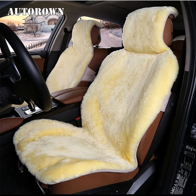 AUTOROWN Накидки на автомобильное сиденья из натурального меха австралийской овчины короткий ворс Универсальный размер Осень-зима Меховые накидки в машину Аксессуары в салон Накидки из овчины Высокое качество