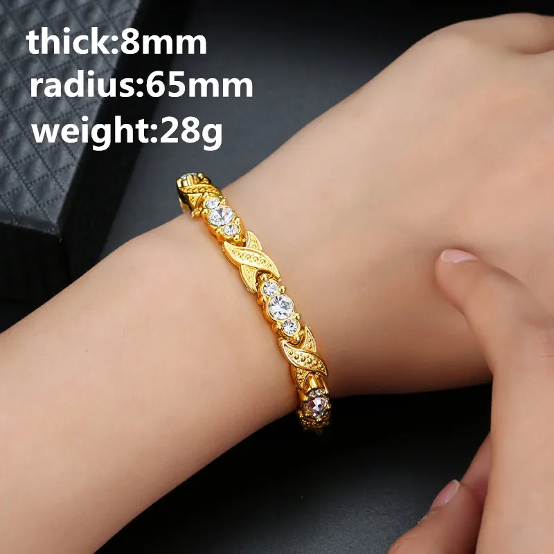 Роскошный Здоровый Магнитный браслет для женщин и мужчин, золотые терапевтические магнитики, браслеты из нержавеющей стали, мужские Т-браслеты - Окраска металла: Style 2