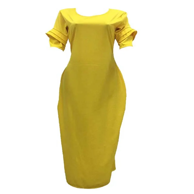 Модное повседневное с круглым вырезом с коротким рукавом и карманом длинное платье африканская одежда женское Макси-Платье рубашка однотонное красное, желтое, черное