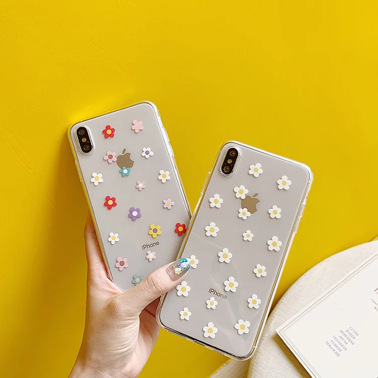 

For Transparent color flower phone case iPhone xs max phone case Apple 8plus/7/X couple XR/6s soft case
