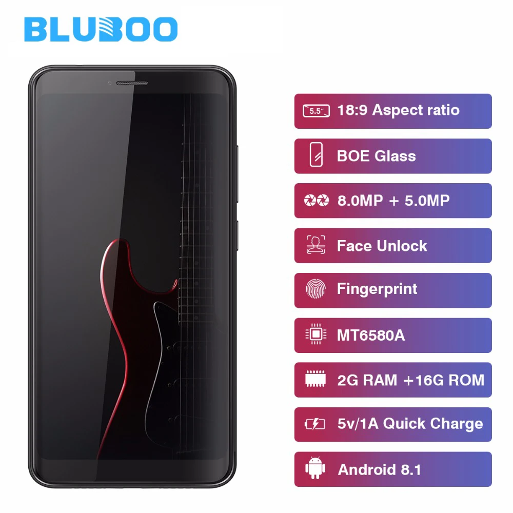 BLUBOO D6 3g WCDMA мобильные телефоны Android 8 1 2 GB Оперативная память 16 Гб Встроенная MT6580A 4