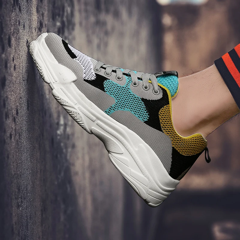 

Men Lace-up Style Jogging Breathable Shoes Thick Sole Sport Sneakers Walking Comfortable Footwear Running Shoes