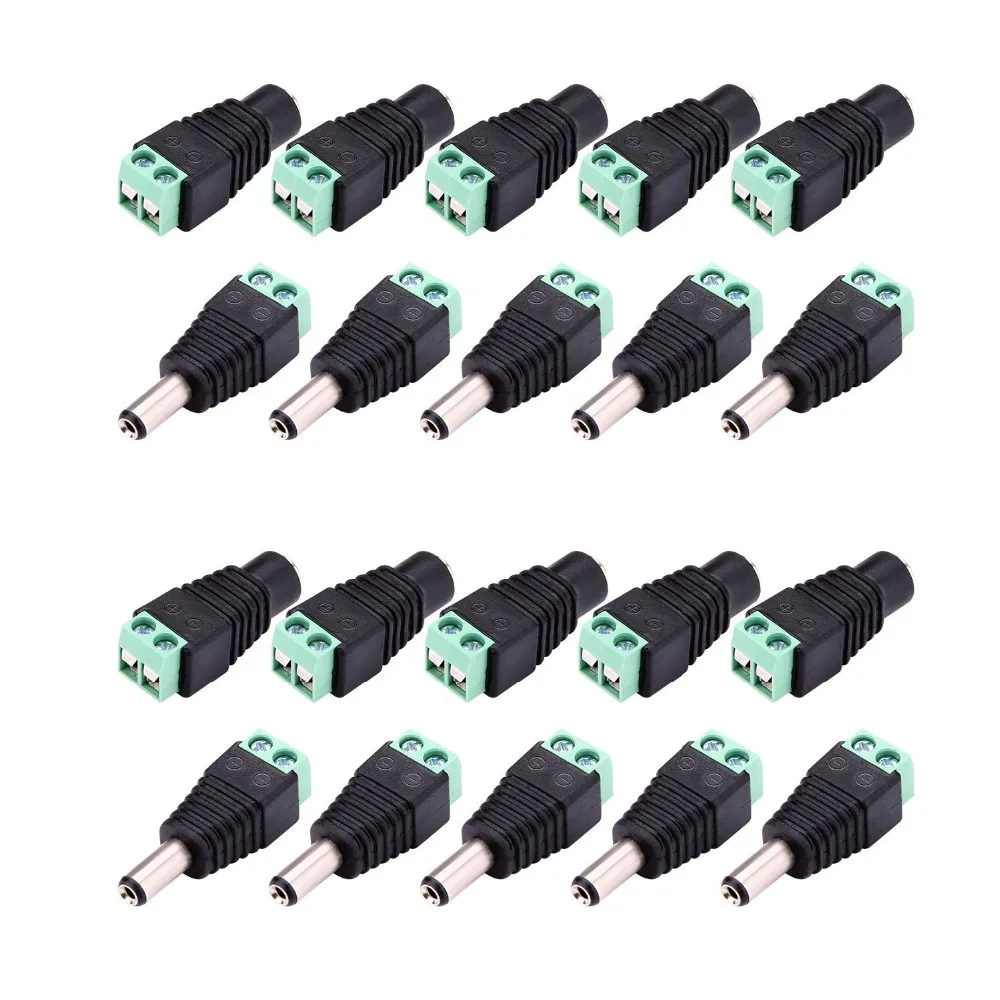 

10PAIRS 12V G 10pcs Female +10 pcs Male DC connector 2.1*5.5mm Power Jack Adapter Plug Cable Connector
