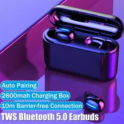 Перезаряжаемые TWS-Q32 Hi-Fi 2600 мАч TWS Bluetooth 5,0 наушники беспроводные наушники вкладыши для IOS телефона Android