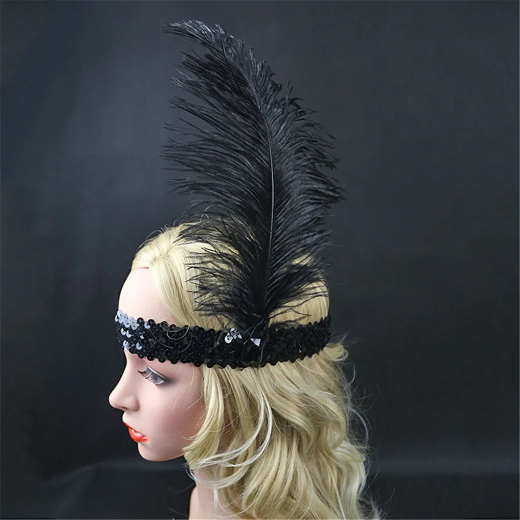 

2019 Headpiece Feather Flapper Headband Headdress Vintage Prom Great Gatsby Headband Fashion