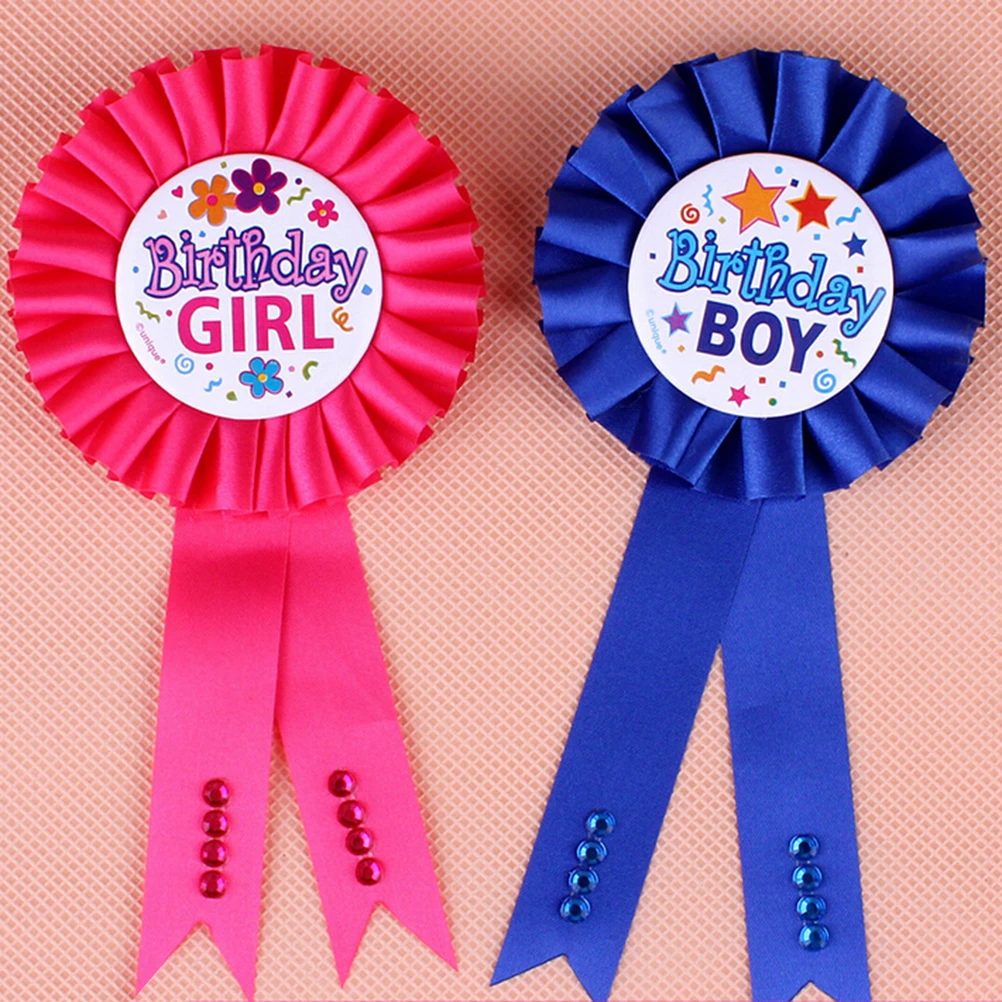 Birthday Girl Boy Award Ribbon Rosette Badge Pin Children/'s Party Favor/_ch