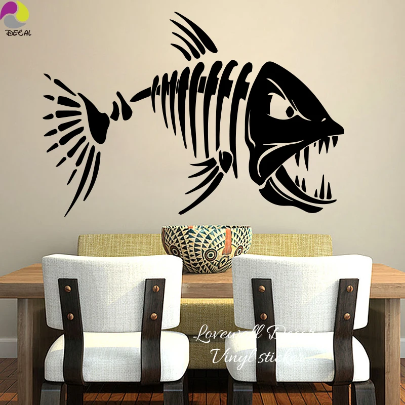 Skeleton Fish Fishing Wall Sticker Kitchen Cafe Sea Ocean Animal Wall Decal Kids Room Living Room Vinyl Home Decor Wall Art Skeleton Fish Fishing Wall Sticker Kitchen Cafe Sea Ocean Animal Wall Decal Kids Room Living Room Vinyl Home Decor Wall Art