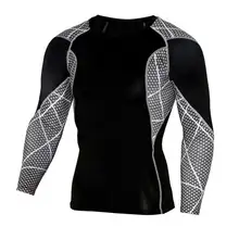 Hombres GYM Workout Fitness Tops Larga Camiseta para Correr Deporte Yoga tren Pro Secado rápido de Compresión Ejercicio Muslce Culturismo Camiseta S88