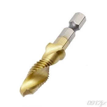 

1PC M3-M10 Hex Shank Titanium Plated HSS Hand Screw Thread Metric Tap Drill Bits
