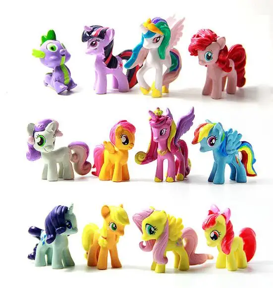 

12pcs/lot Unicorn Pet Horse Rainbow Dash Apple Jack Princess Celestia Action Toys Figure Christmas Little Gift