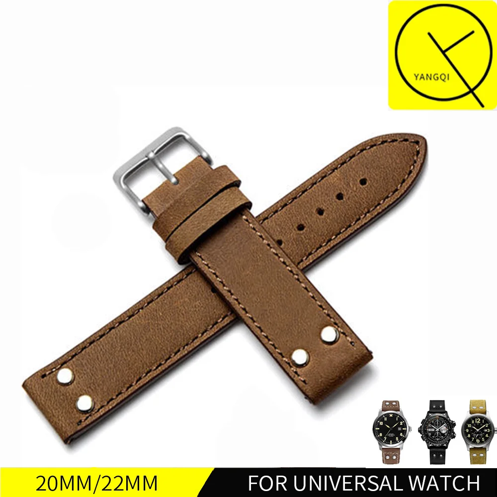 

Universal Calf Genuine Leather Watch Band For Hamilton KHAKI FIELD Watch KHAKI AVIATION Man for 20/22mm Strap Watchband Srewing