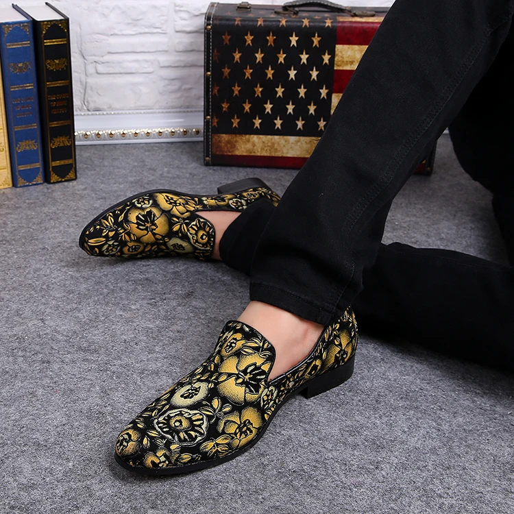 

Newest print men designer genuine leather loafers mens driving shoes slip-on creepers sandalias smoking shoes