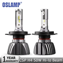 Oslamp H4 Hi-Lo луч светодиодный автомобиля Фары для авто 50 Вт 6500 К 8000lm авто светодиодный налобный фонарь csp чипы Фары для автомобиля 12 В 24 В противотуманные лампы