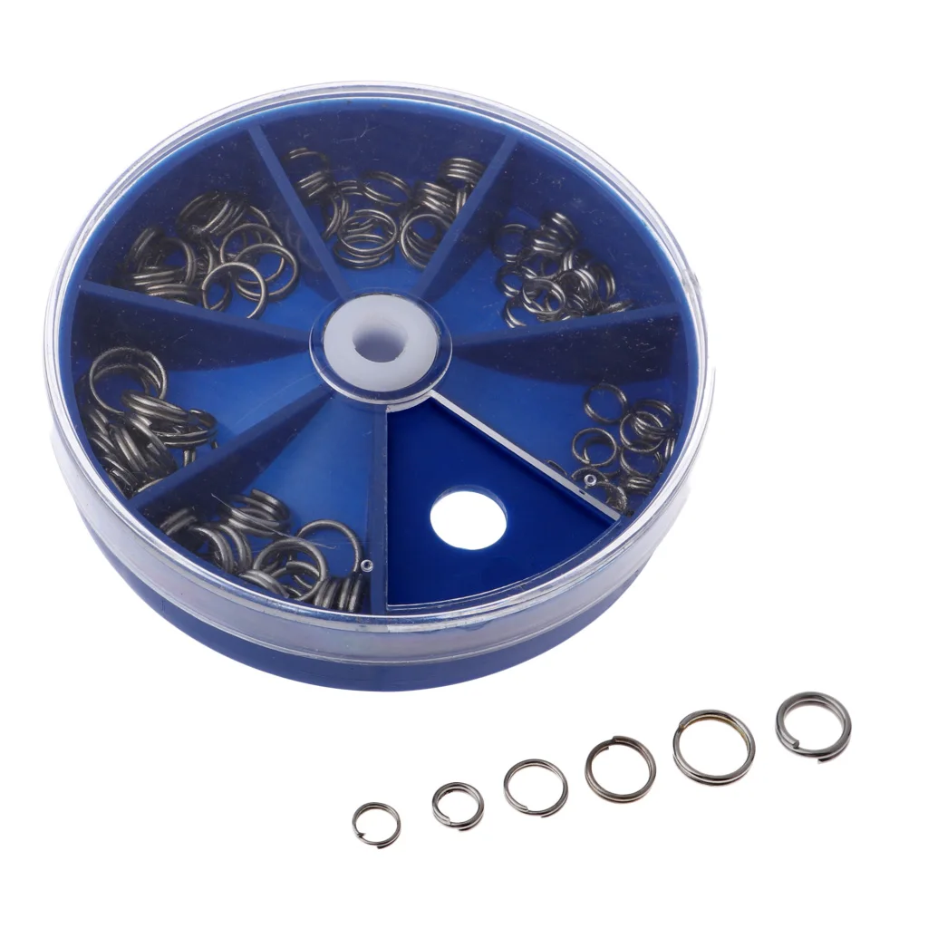 105 Pack/Box Stainless Steel Fishing Split Rings for Lures - Double Snap Loop Lure Connectors Lure split rings jump ring
