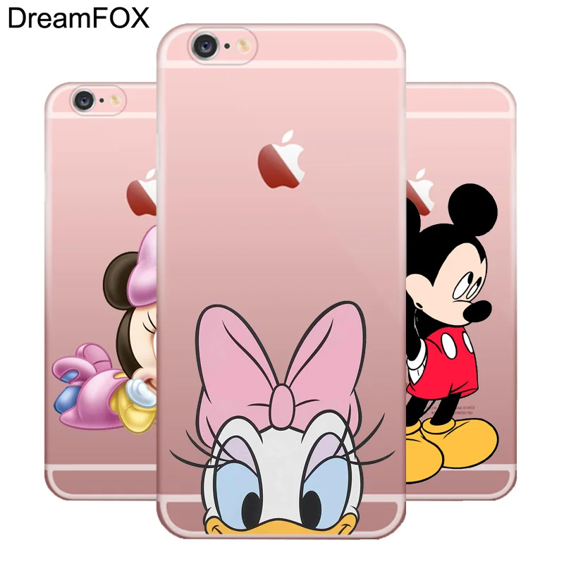 Goedkoop DREAMFOX M086 Leuke Mickey Minnie Mouse Soft TPU Siliconen Case Cover Voor Apple iPhone X XR XS Max 8 7 6 6 s Plus 5 5 s SE 5C 4 4 s
