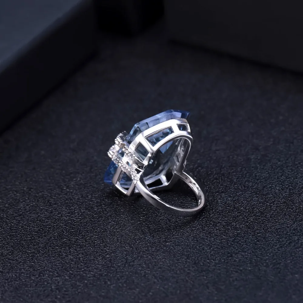 GEM'S BALLET 21.20Ct Natura Iolite Blue Mystic Quartz Gemstone Cocktail Rings 925 Sterling Silver Fine Jewelry for Women silver ring silver rings gemstone ring natural stone ring