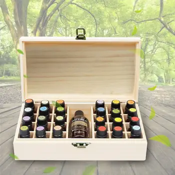 

24-Compartment Storage Box Wooden Pine Oil Cosmetics Nail Polish Organizer