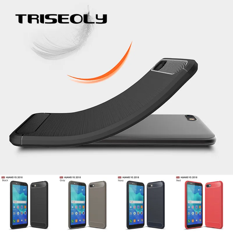 TRISEOLY чехол для Huawei Y5 Prime 2018 Матовый ТПУ из углеродного волокна резиновая задняя