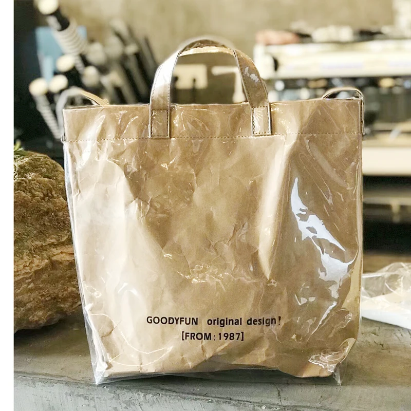 

Women Big Handbag Retro Kraft Paper PVC Large Capacity Tote Bag Female Envelope Pattern Pendant Shoulder Bag Summer Beach Bag
