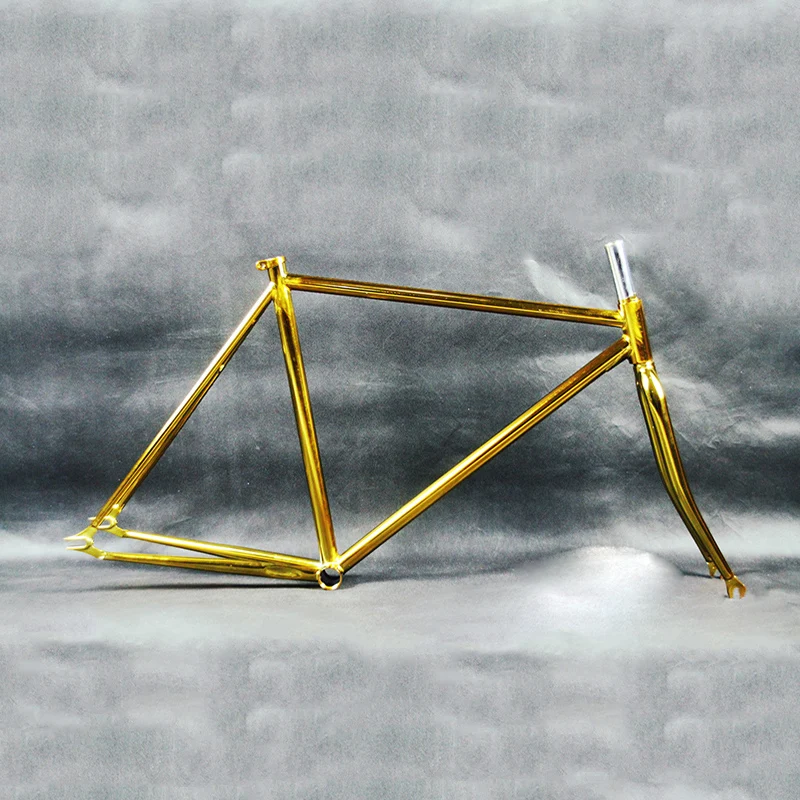 Retro Gold plating bicycle frame Fixed Gear Bike overgild steel frame