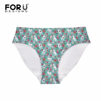 

FORUDESIGNS Bull Terrier Flower Print Sexy Panties Cute Animal Dog Design Women Bragas Culotte Breathable Polyester Lingerie