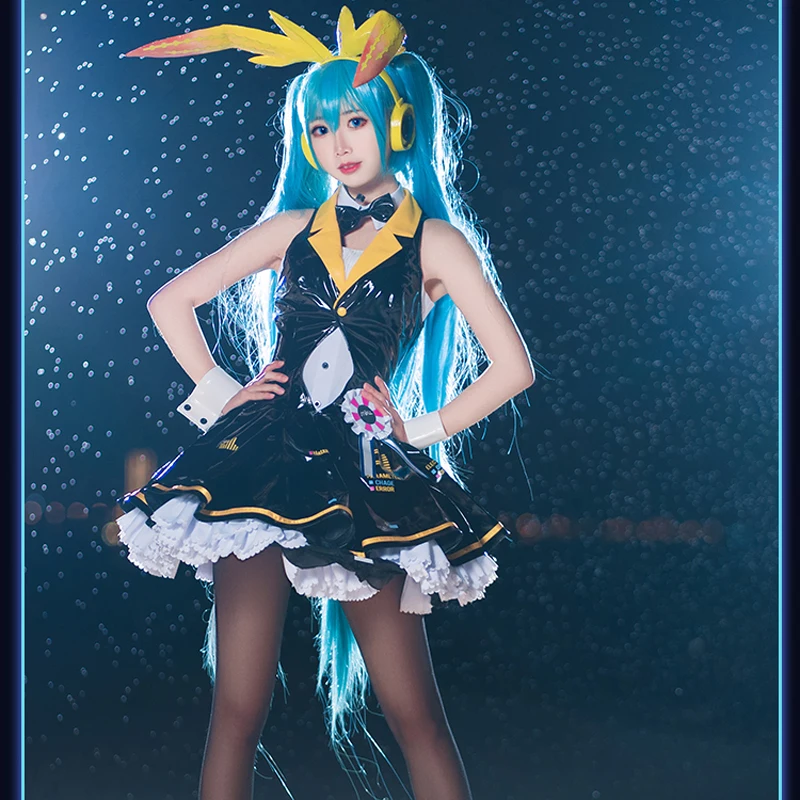 CosplayLove Vocaloid Мику Банни девушка косплей костюм черное платье для женщин Хэллоуин Рождество