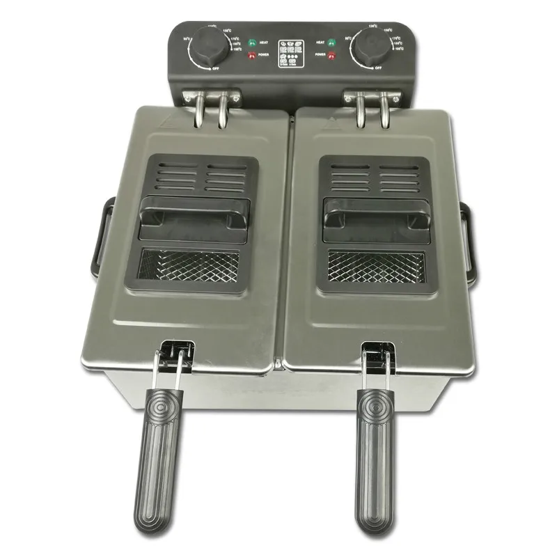 US $208.00 Electric Deep Fryers Commercial 6L small capacity double cylinder no lampblack thermostatic stainless steel electric oil fryer