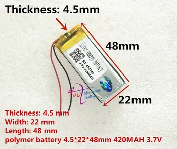 

SD 452248 420mAh 3.7v lipo rechargeable battery MP3 MP4 bluetooth headset battery