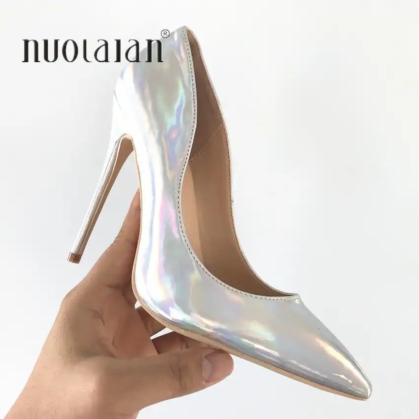 19 ブランドの靴女性ハイヒールパンプスハイヒール女性靴パーティー結婚式の靴パンプス 12 センチメートル 10 センチメートル 8 センチメートルスライバー靴薄型ヒール レディースパンプス Aliexpress