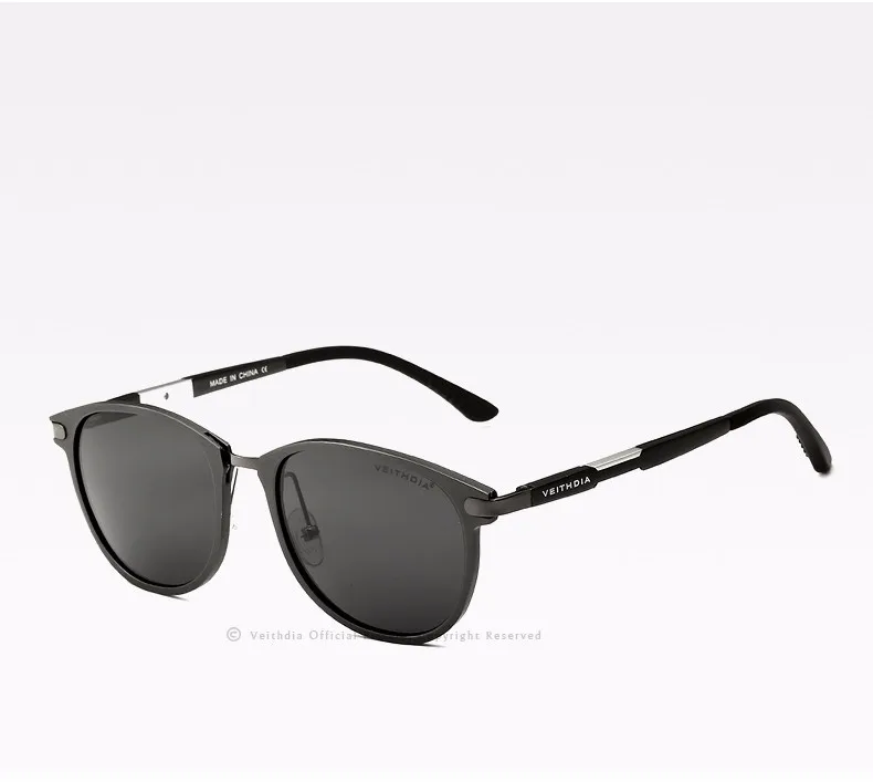 VEITHDIA винтажные мужские солнечные очки в ретро-стиле брендовые дизайнерские поляризованные линзы мужские солнцезащитные очки gafas oculos de sol masculino 6680 - Цвет линз: Серый