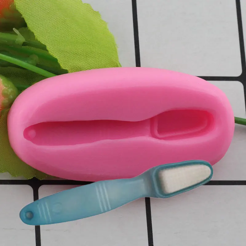 

3D Toothbrush Silicone Mold Fondant Chocolate Gumpaste Mould DIY Sugar Craft Baby Birthday Party Baking Cake Decorating Tools
