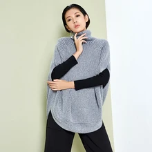 Линетт's Chinoiserie Демисезонный Дизайн Для женщин Ультра свободный рукав "летучая мышь" Кокон Стиль пуловер из мериносовой шерсти свитер