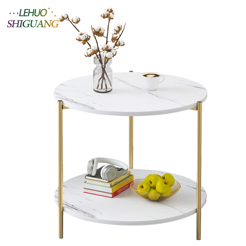 Marble texture Wood Double layer Square Coffee Table Living room Sofa
Side Table Table Small end Table Home Furniture