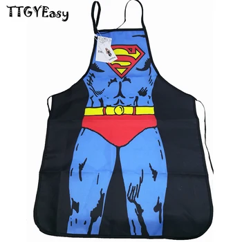 

2017 new Hot Kitchen Aprons BBQ Superman Cooking Funny Novelty Party Apron For Women men Funny Sexy Superman Cooking Apron DJ078