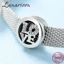 Романтическая любовь амулеты серебро 925 пробы клипсы буквы бусины подходят к оригинальному отражению клип Шарм браслет Изготовление ювелирных изделий