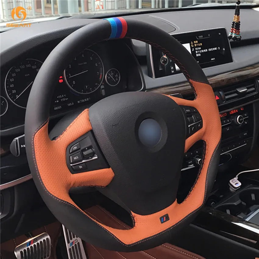 MEWANT черный кожаный оранжевый чехол рулевого колеса автомобиля для BMW F25 X3 2011 2017 F15