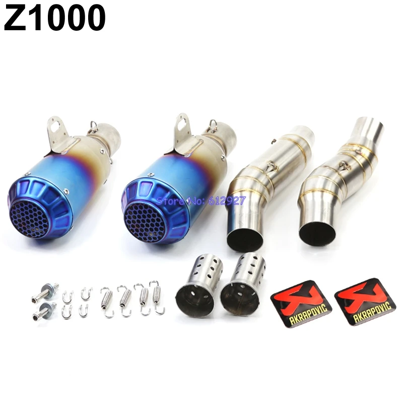 

Motorcycle Z1000 Exhaust System Slip-On Muffler and Link Middle Pipe Motorbike Akrapovic Exhaust Muffler Pipe Escape