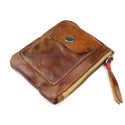 Дизайнерский роскошный мужской кошелек из натуральной кожи, винтажный женский карман для монет, Модные Цветные Мини-кошельки, волшебный ID держатель для карт - Цвет: Brown