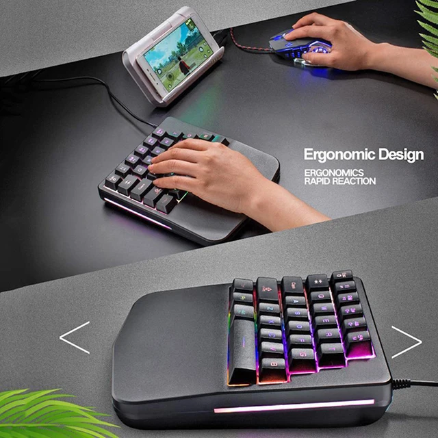 Special Offers Hot New Wired 28 Keys LED Backlit Usb Ergonomic Single Hand Keypad Gaming Keyboard For PC Tablet Desktop English Russian Sticker