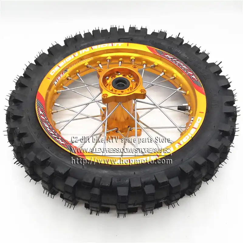 80/100 12 Tyres 1.85 x 12inch Rear Rims Wheel Steel Hub Black Wheels 32