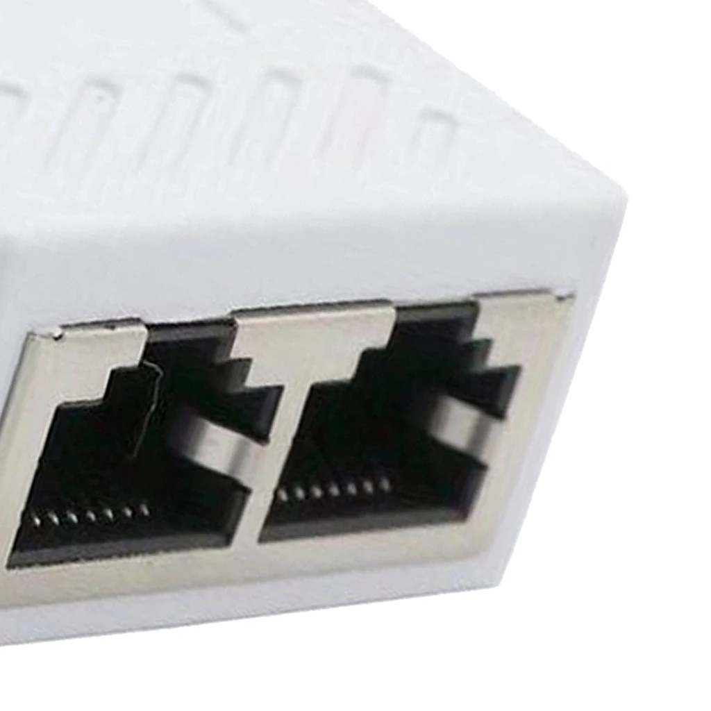 RJ45 8P8C 1 to 2 Female Adapter Divider Splitter Network Connector White