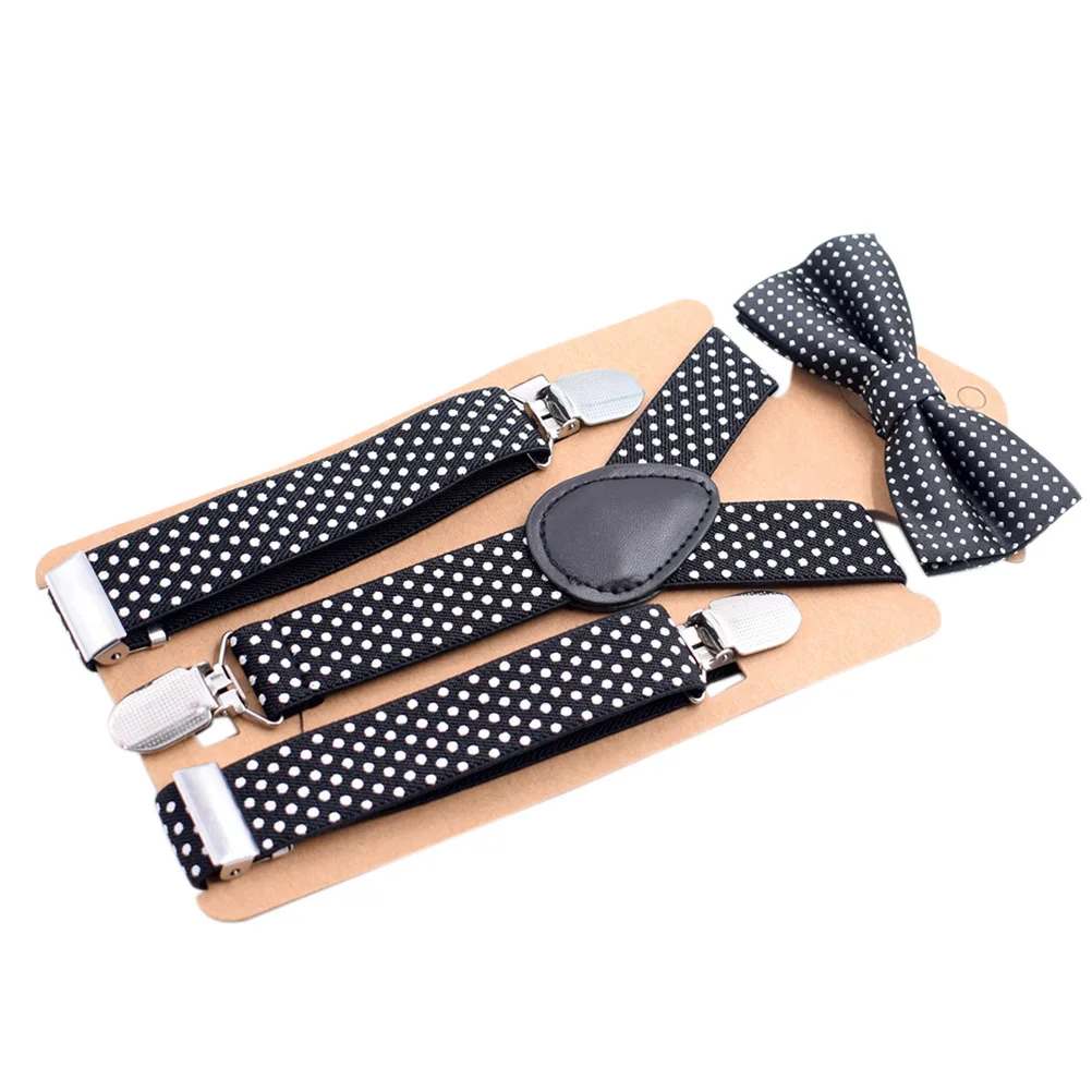 

2Pcs Baby Boys Kids Elastic Adjustable Suspenders Bowtie Set Children for Party Daily Wear Birthday Wedding