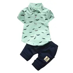 ARLONEET одежда для маленьких мальчиков новорожденных детей борода Футболка Топ и шортики 2 шт. повседневная одежда Летний костюм