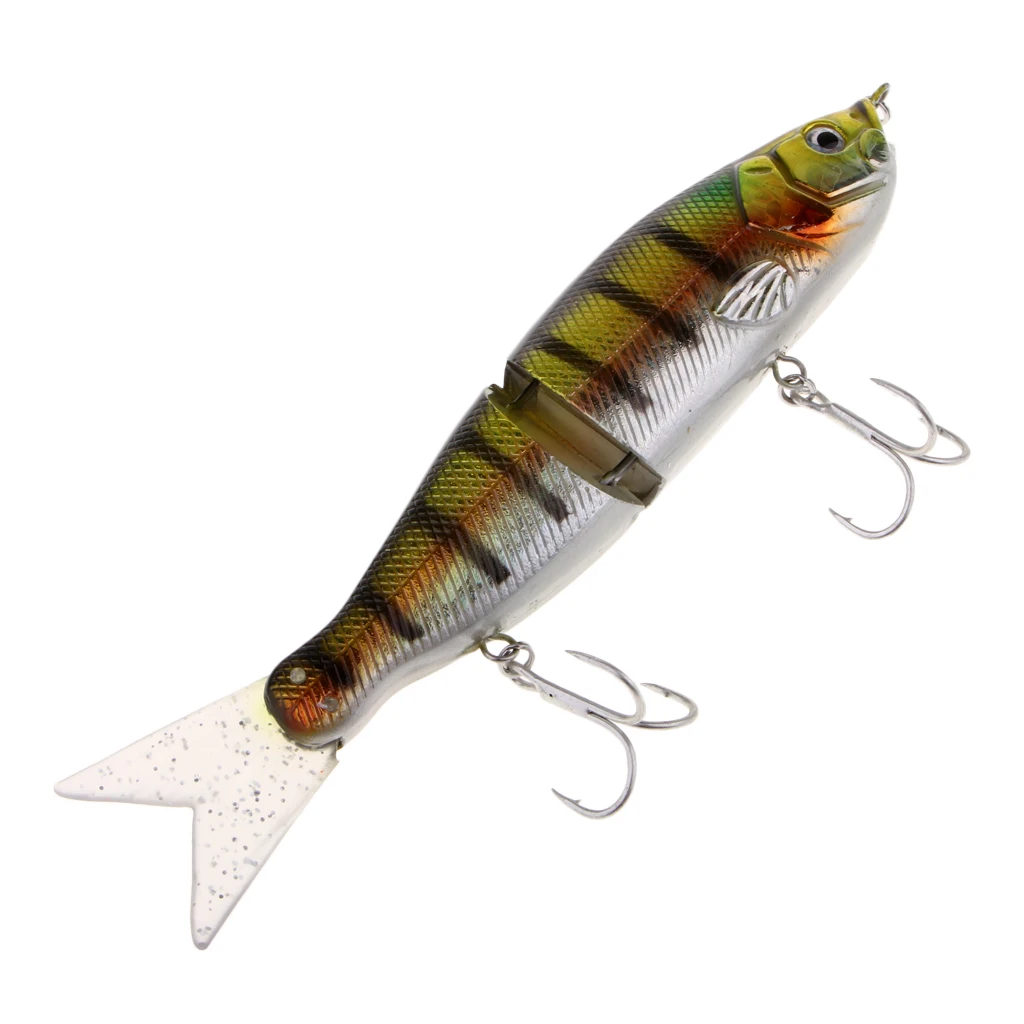 Artificial Bait Fishing 2-Section Multi Jointed Fishing Lures Swimbait with 2 Treble Hooks Minnow Crankbait Artficial Soft Bait