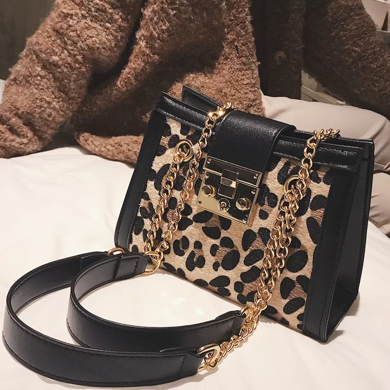 

Luxury Handbag Designer Fashion Women Bags Hardware Lock Sac Leopard/Zebra Print Chain Shoulder Messenger Bag Tide Crossbody Bag