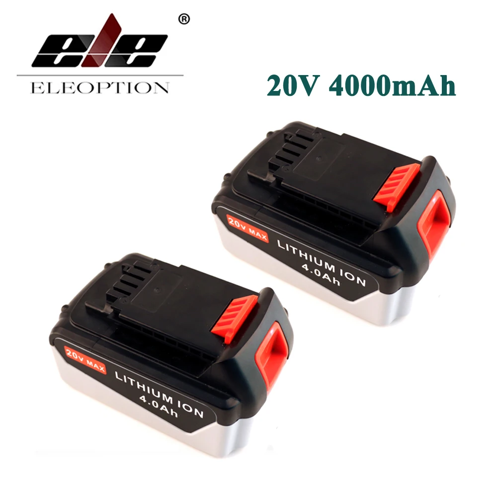 

ELEOPTION 2PCS Rechargeable Power Tool Battery For Black & Decker 20V 4.0 Ah 4000mAh Lithium Ion Battery Pack LB2X4020 LBXR20