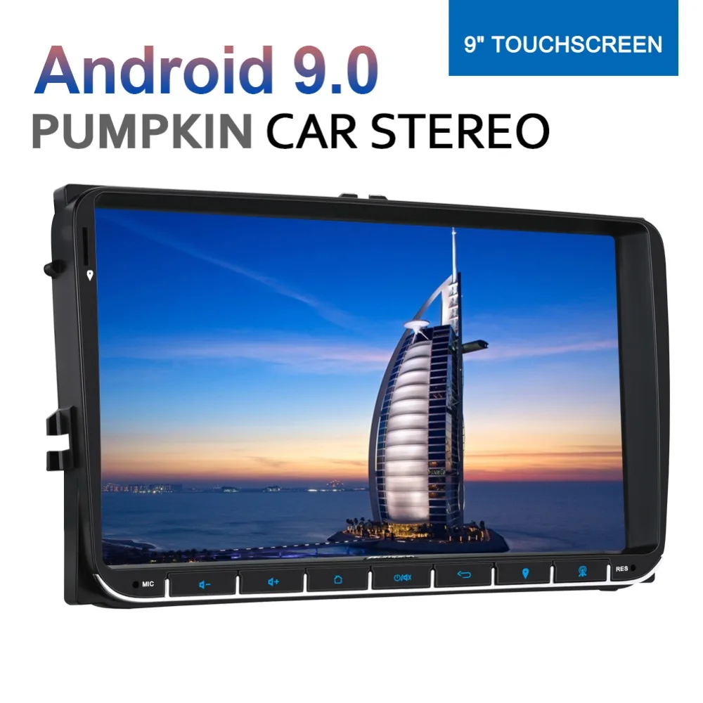 Cheap Pumpkin 2 din 9"Android 9.0 Autoradio GPS Navigation For Volkswagen/Skoda/Golf/Passat Car Stereo Audio NO DVD Player OBD2 DAB 0