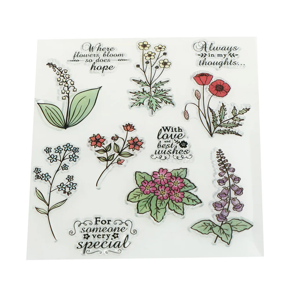 1PC flower Pattern Transparent Clear Silicone Stamps13.5*15cm for DIY Scrapbooking Card Making hot