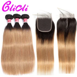 clicli Brazilian hair ombre bundles with closure Straight 1B 27 Honey Blonde Bundles With Closure human hair weave Non Remy hair clicli Brazilian hair ombre bundles with closure Straight 1B 27 Honey Blonde Bundles With Closure human hair weave Non Remy hair